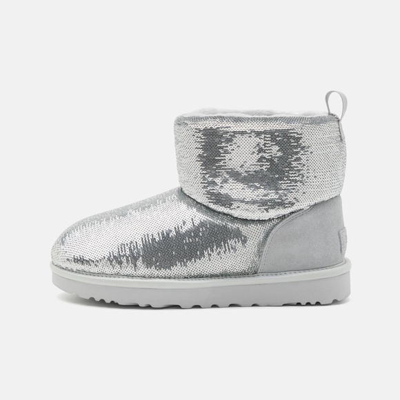 NEW UGG Classic Mini Mirror Ball in Silver size EU 37 (women’s 6/Big girl 5) - Picture 4 of 7